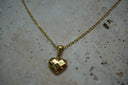 Alternate view: gold-tone fine chain necklace with a heart pendant covered in square, chequered facets.