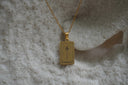 Alternate view: gold-tone necklace with a rectangular The Hierophant pendant, staff with stacked crossbars and V lettering.
