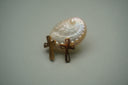 Alternate view: gold-tone cross stud earrings with rounded ends and elongated cutouts.