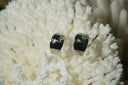 Alternate view: silver-tone curved earrings with star motifs and clear centres.