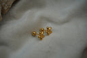 Alternate view: gold-tone five-petal flower studs with rounded petals, straight posts and ball backs.