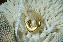 Alternate view: gold-tone hoop earrings with rounded square outer corners and a curved open centre.