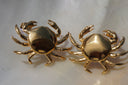 Alternate view: gold-tone crab stud earrings with domed bodies, curved legs and raised pincers.
